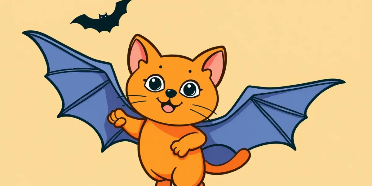 Malvorlage: Katzenfledermaus zu Halloween