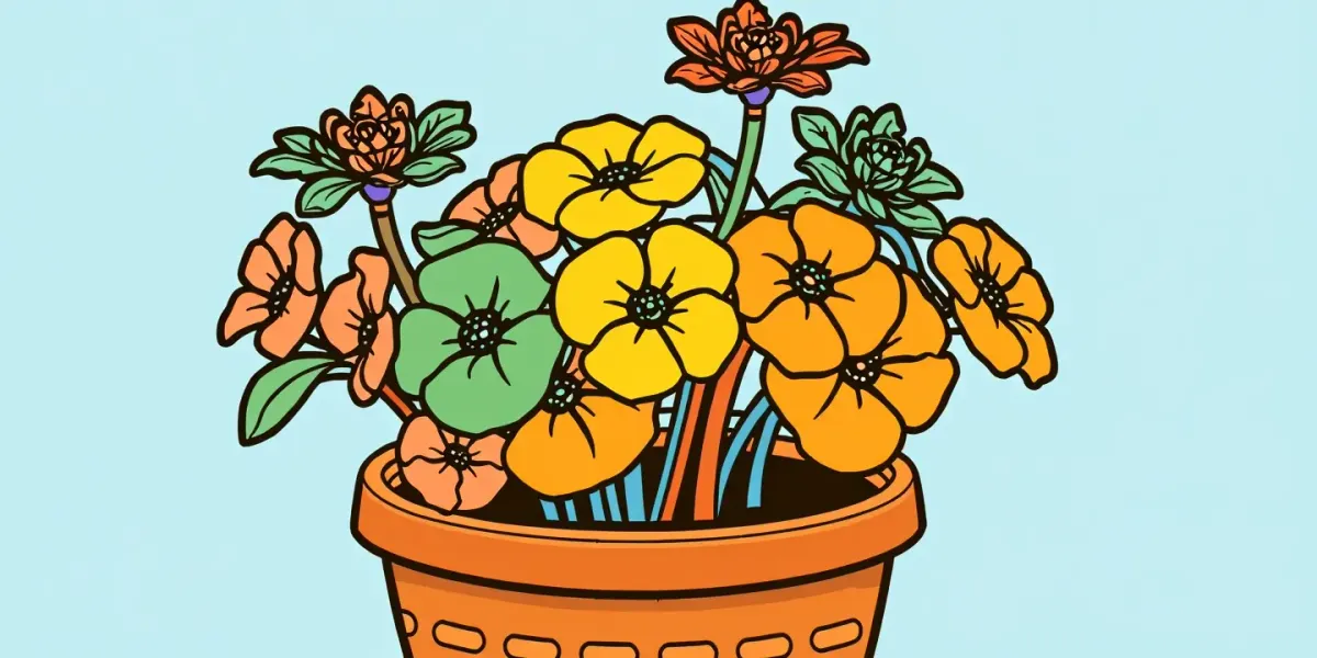 Schönes Blumenbeet im Herbst – Ausmalbild für Kinder