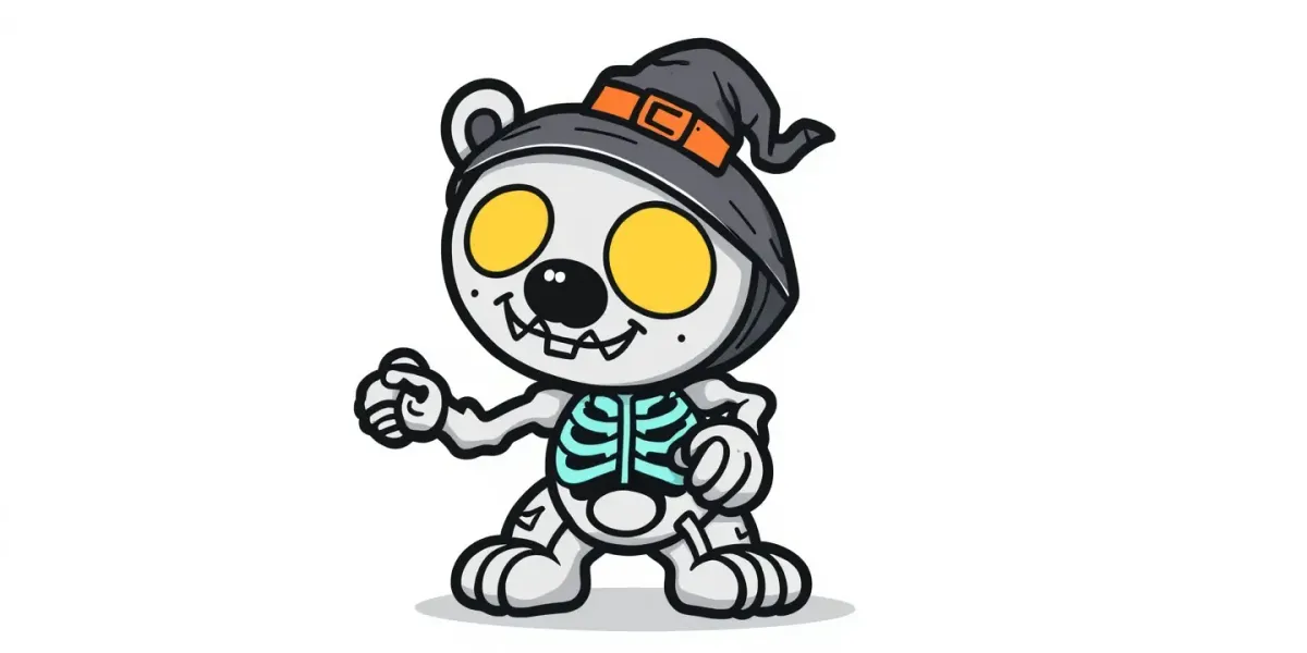 Cute Halloween Polar Bear Coloring Page – Kostenlose Ausmalvorlage zum Herunterladen
