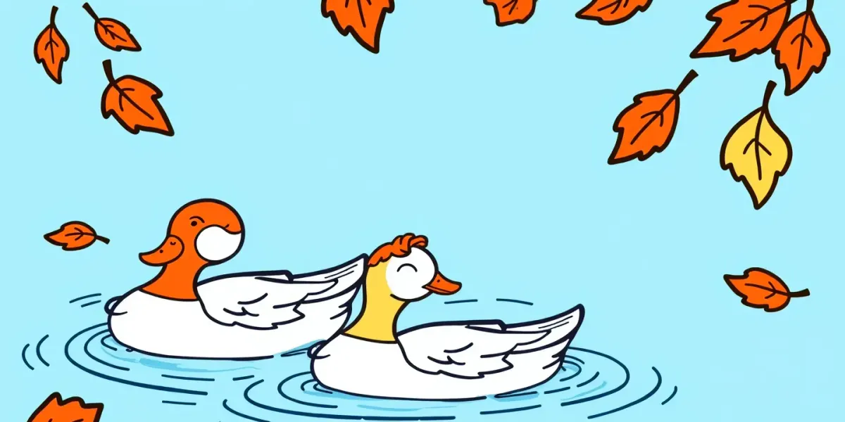 Kostenlose Enten Ausmalvorlage – Herbsttraum zum Ausdrucken.