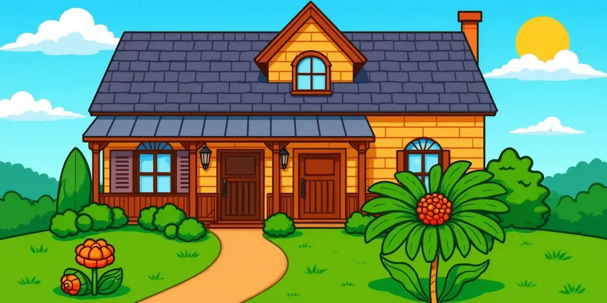 Gemütliches Herbsthaus - Ausmalbild für Groß und Klein