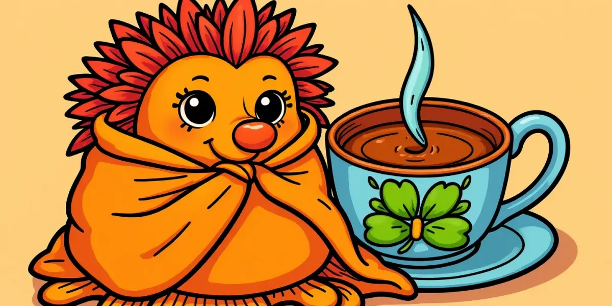Igel mit Tee und Kuscheldecke im Herbst – Ein entzückendes Ausmalbild!