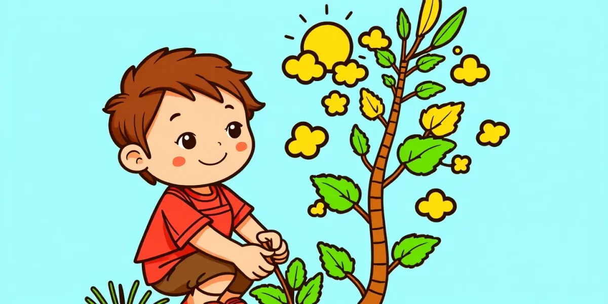 Kostenlose Ausmalbilder: Junge pflanzt Baum - Ausmalvorlage.