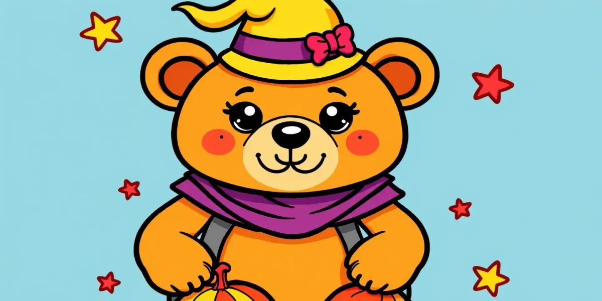 Ausmalbild Teddybär Halloween – Kostenlos drucken!