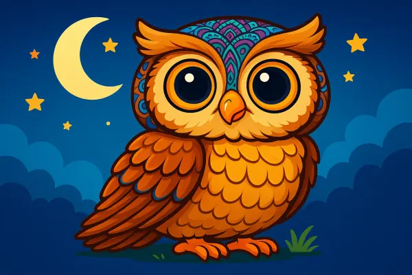 🦉 Ausmalbild: Geheimnisvolle Eule zum Ausdrucken