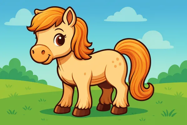 🐴 Ausmalbild: Fröhliches Pony für kleine Pferdefans