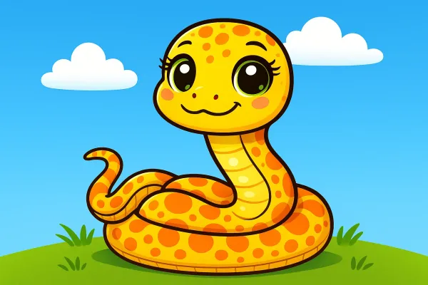 🐍 Ausmalbild: Lustige Schlange mit großen Augen
