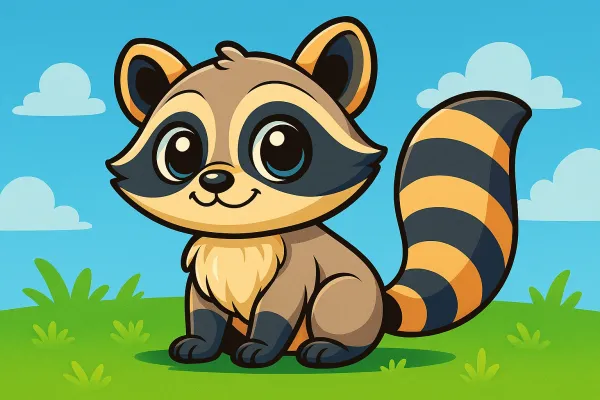 🦝 Ausmalbild: Niedlicher Waschbär zum Ausdrucken