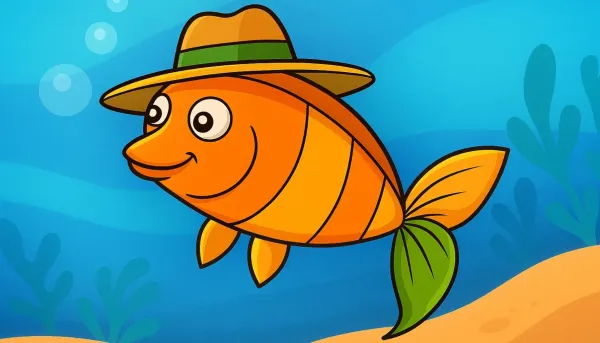 Vorschau der kostenlosen Fisch-Malvorlage zum Ausmalen und Ausdrucken