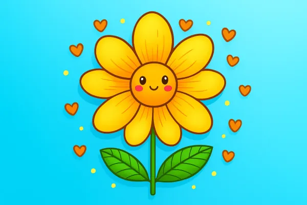 Vorschau der kostenlosen Blumen-Malvorlage zum Ausmalen und Ausdrucken