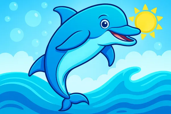 Vorschau der kostenlosen Delfin-Malvorlage zum Ausmalen und Ausdrucken