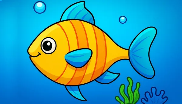 Vorschau der kostenlosen Fisch-Malvorlage zum Ausmalen und Ausdrucken