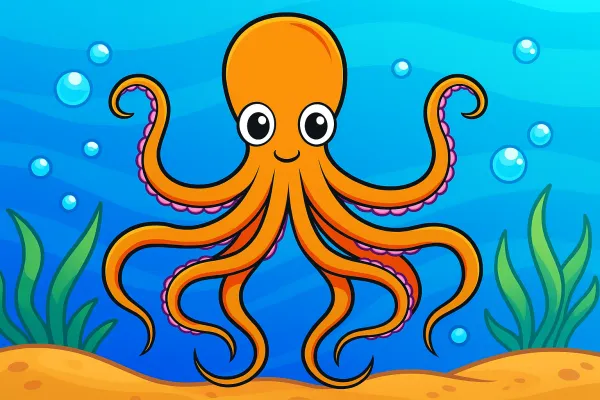 Vorschau der kostenlosen Kraken-Malvorlage zum Ausmalen und Ausdrucken