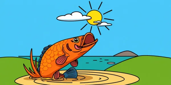Ein Fisch Springt Aus Dem See