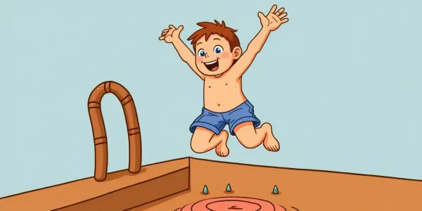 Kostenloses Ausmalbild: Junge springt ins Schwimmbad - PDF Download