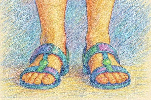 Vorschau der kostenlosen Sandalen-Malvorlage zum Ausmalen und Ausdrucken