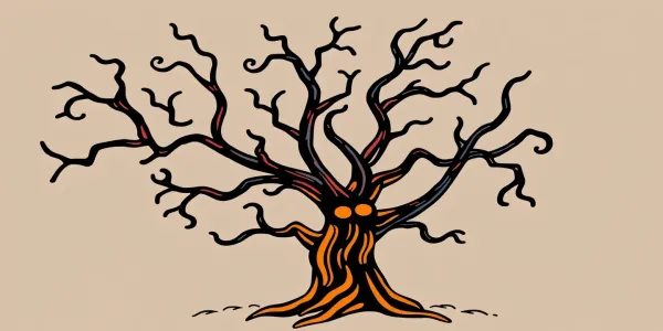 Malvorlage: Gruseliger Baum zu Halloween