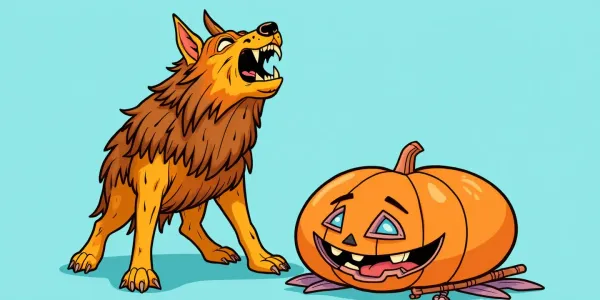 Malvorlage: Werwolf und Kürbis