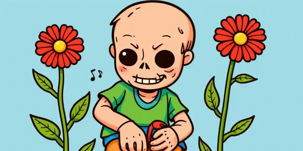 Malvorlage: Zombie zwischen Blumen zu Halloween
