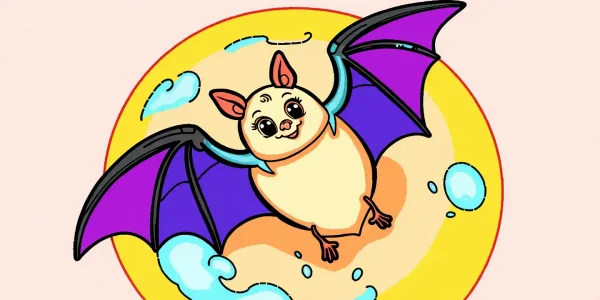 Eine fliegende Fledermaus am Vollmond – ein tolles Ausmalbild für Kinder.