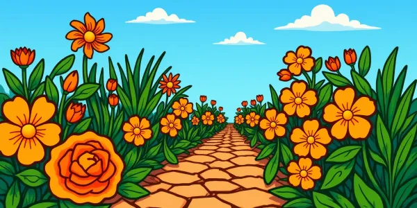 Ausmalbild Blumenpfad