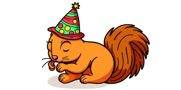 Malvorlage: Eichhörnchen mit Hut