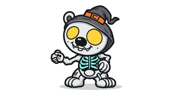 Cute Halloween Polar Bear Coloring Page – Kostenlose Ausmalvorlage zum Herunterladen