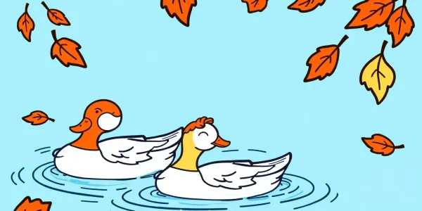 Kostenlose Enten Ausmalvorlage – Herbsttraum zum Ausdrucken.