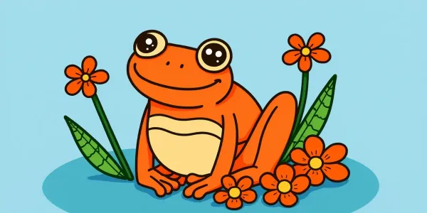 Malvorlage Frosch im Blütenteich.