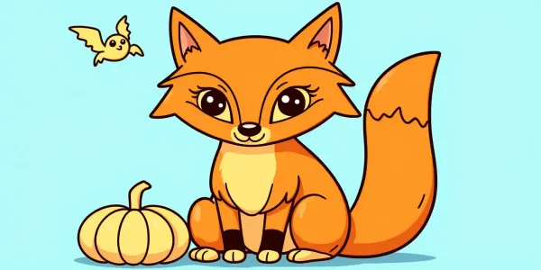 Ein fröhlicher Fuchs zum Ausmalen – Halloween Ausmalbild