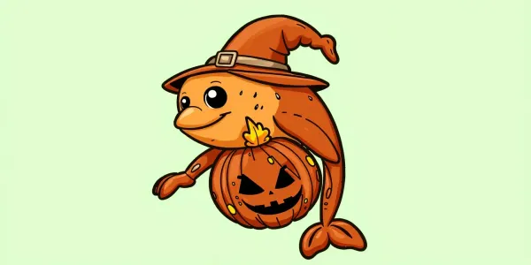 Niedlicher Halloween-Delfin – Kostenloses Ausmalbild zum Herunterladen