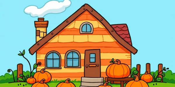 Entdecke dieses bezaubernde Herbsthaus Ausmalbild!