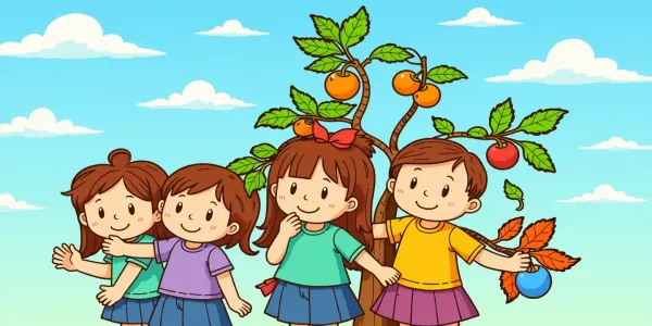 Kreativ Ausmalen mit Kindern: Äpfel Ernten