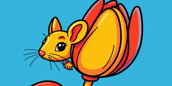Bumenmotiv zum Ausmalen: Maus in Tulpe