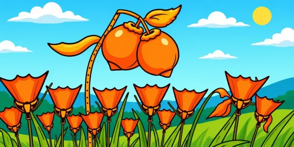 Schöne Ausmalvorlage mit einer reifen Frucht im Wind. Ideal für Kinder!