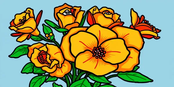 Ausmalbild: Duftende Rosen