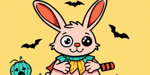 Ein schattierter Hase zum Ausmalen - Halloween Ausmalbild