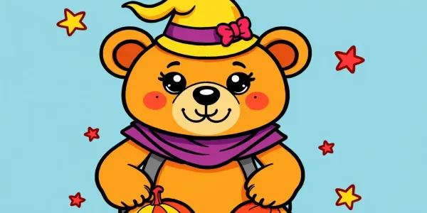 Ausmalbild Teddybär Halloween – Kostenlos drucken!