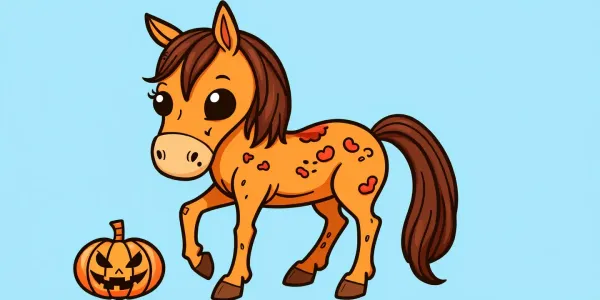 Süßes Zombie-Pferd Ausmalbild für Halloween