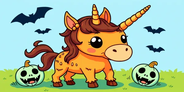 Niedlicher Zombie Einhorn zum Ausmalen – Halloween Ausmalbild