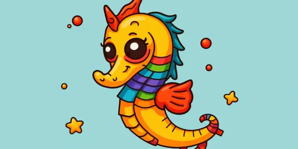 Zombie Seahorse Ausmalbild – Kostlose Halloween Vorlage zum Drucken